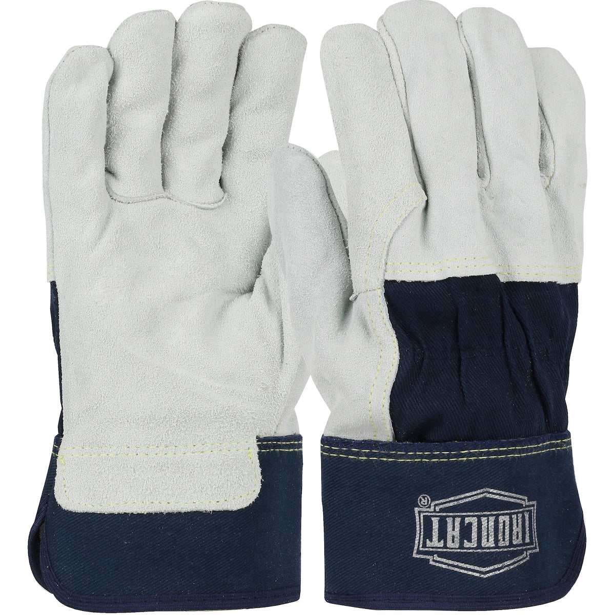Ironcat IC65 Welding Gloves 3/4 Leather Back Split Cowhide Navy