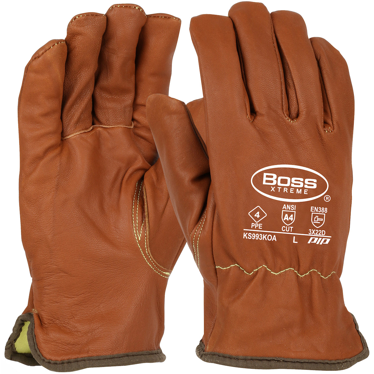 Boss KS993KOA Leather Driver Gloves Goatskin Oil Armor Brown