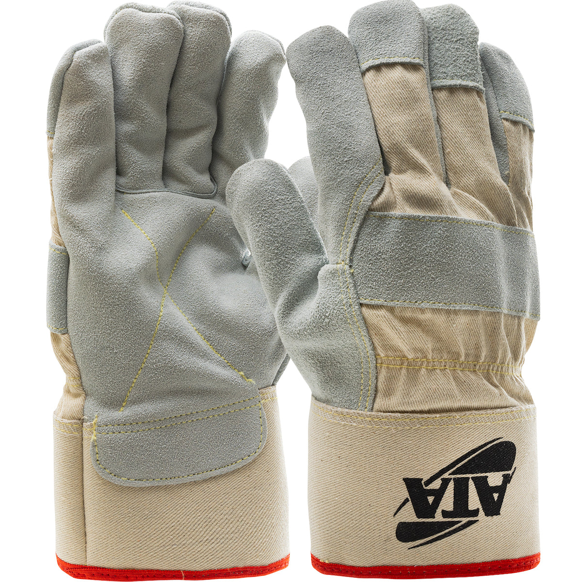 PIP MJVATA Leather Palm Gloves Split Cowhide ATA Natural