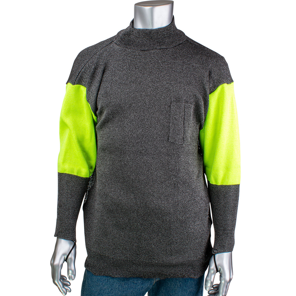 Kut Gard P190SP Cut Resistant Pullover Hi-Vis Sleeves Dark Gray