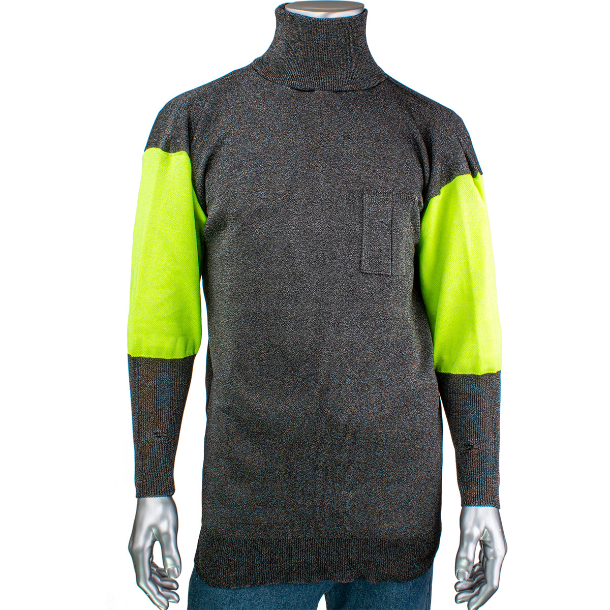 Kut Gard P191SP-PP1-TL Cut Resistant Pullover Hi-Vis Sleeves Dark Gray