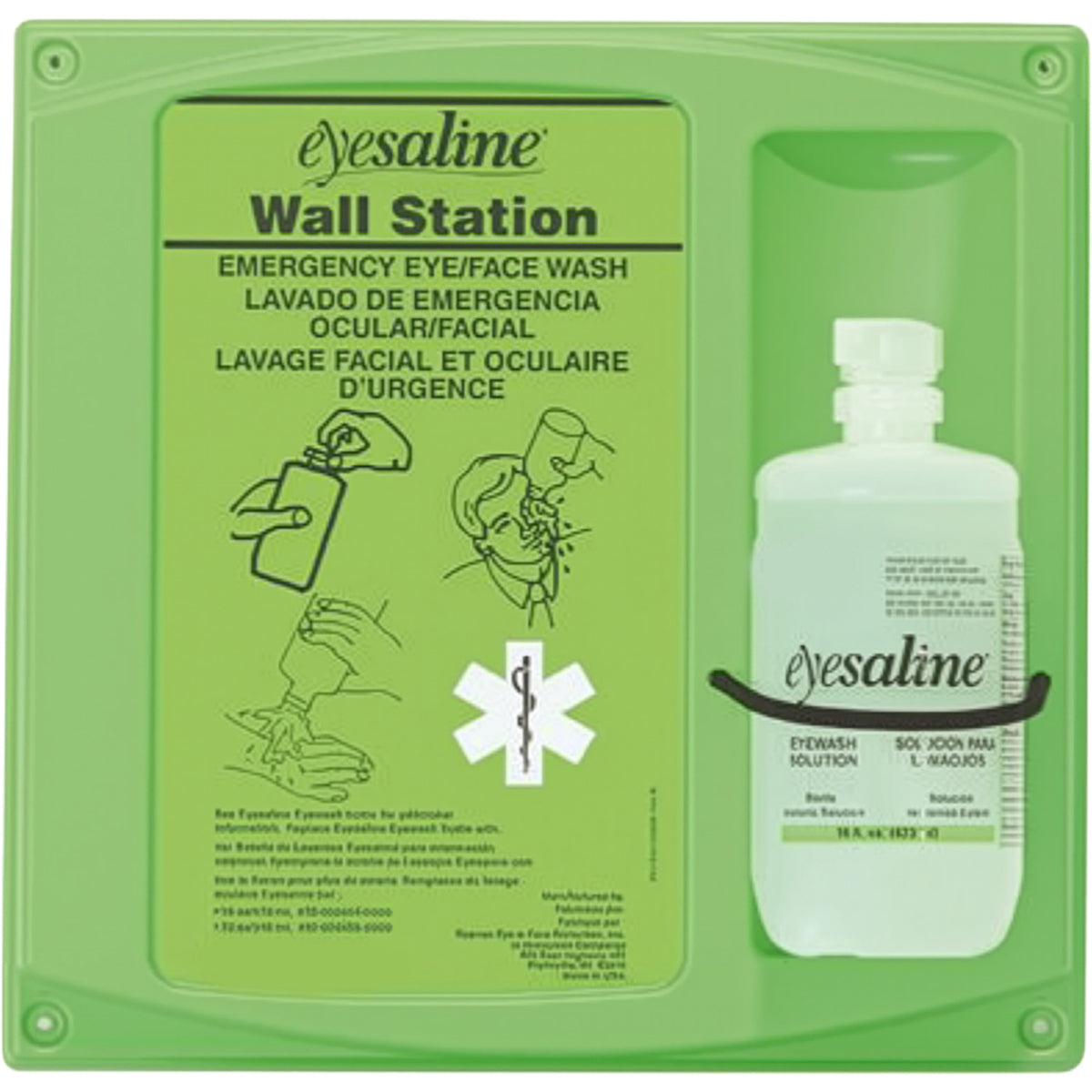 Eyesaline 32-000460 Eyewash Wall Station 16 oz Sterile Green