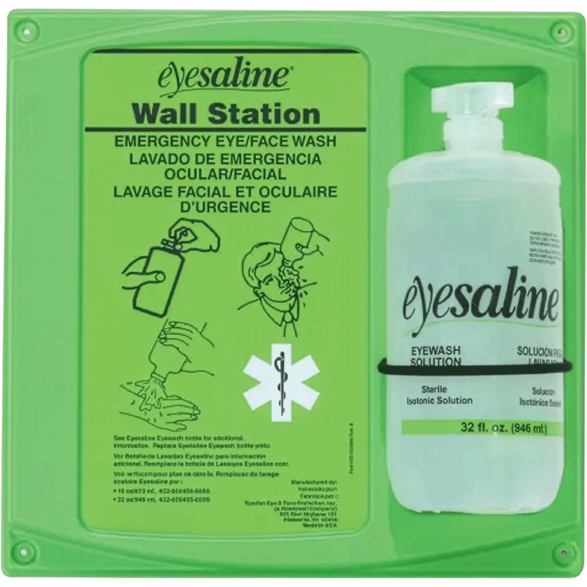Eyesaline 32-000461 Eyewash Wall Station 32 oz Sterile Green