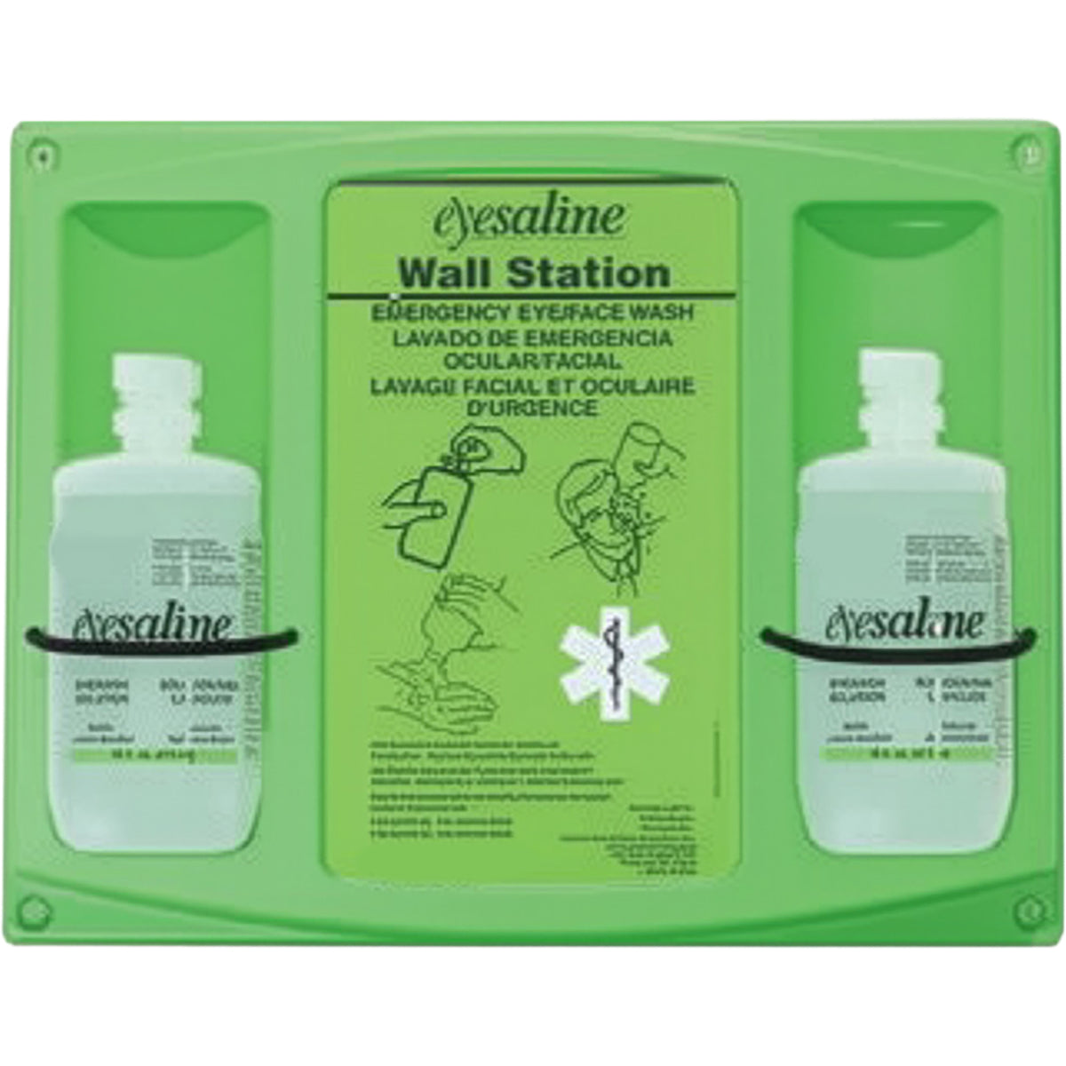 Eyesaline 32-000465 Double Eyewash Wall Station 16 oz Sterile Green