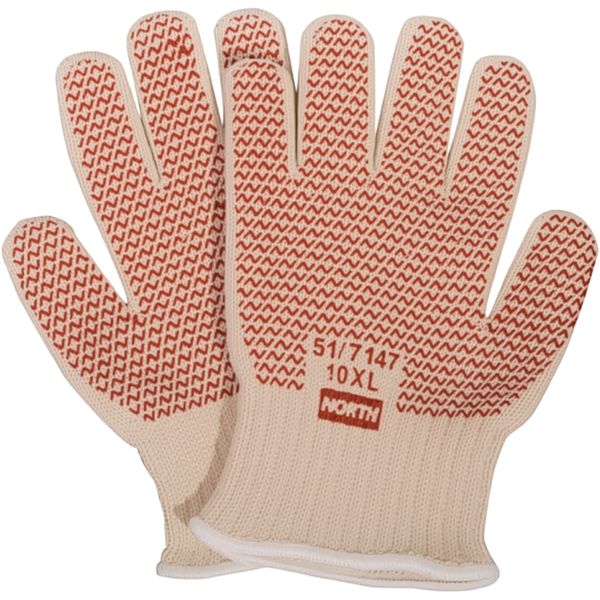 North 51/7147V Heat Resistant Gloves Cotton/Poly Double Nitrile Beige