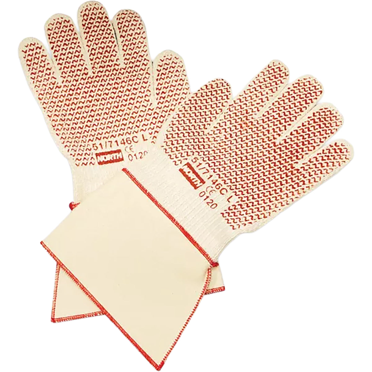 North 51/7147C Heat Resistant Gloves Cotton/Poly Nitrile Coating Beige