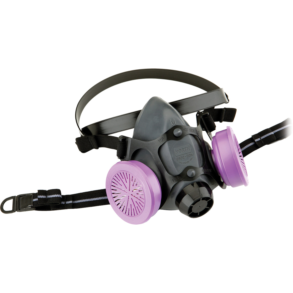 North 550030 Half Mask Respirator Elastomeric Dual Connector Black
