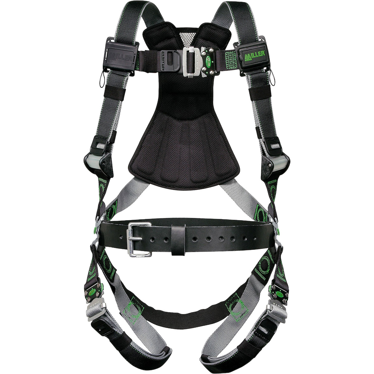 Miller® RDT-QC-B Premium Full-Body Harness with DualTech™ Webbing, 5 Points of Adjustment, with Back D-Ring, and Removable Belt, with Quick-Connect Chest & Leg Buckles