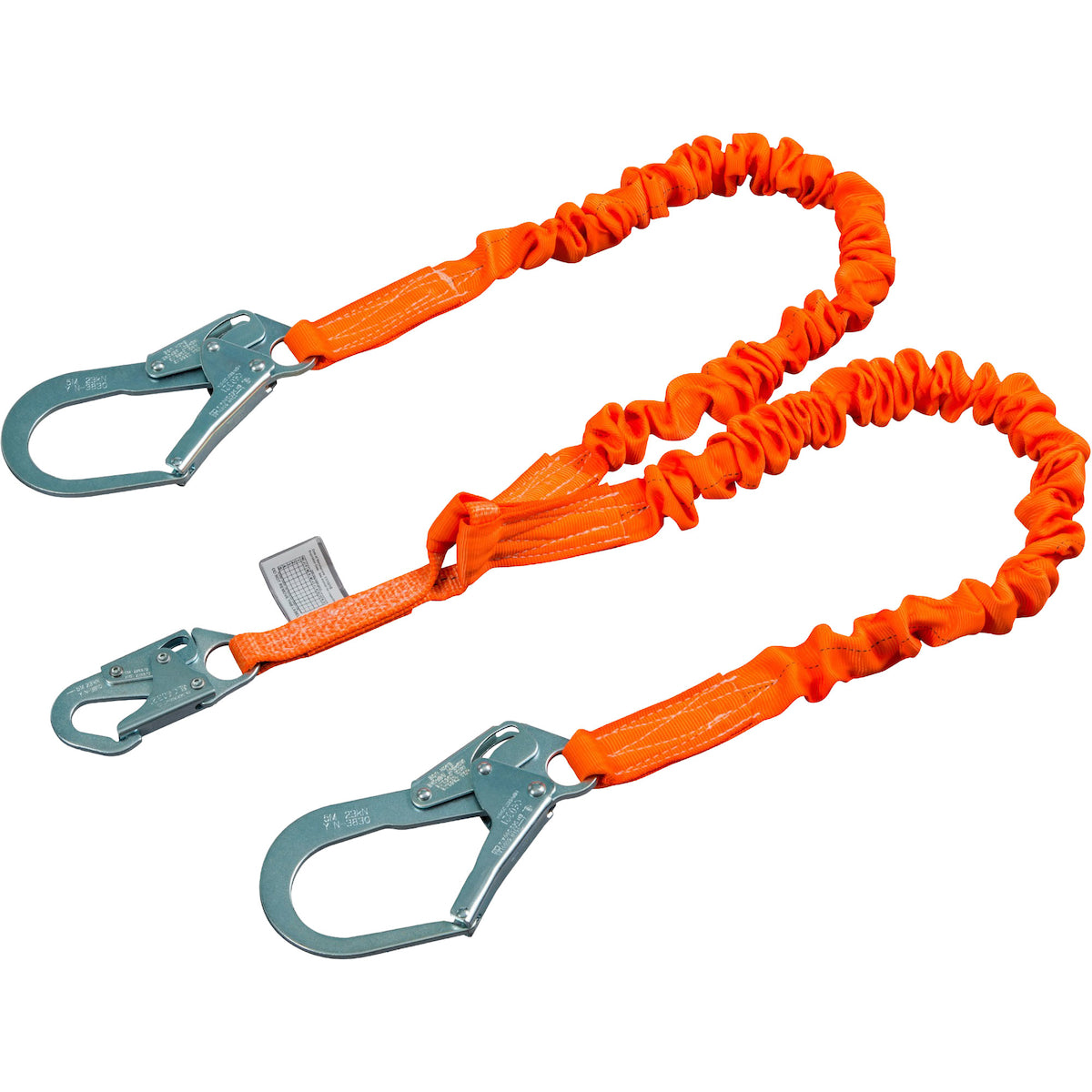 Miller® T5122SS-Z7 Double Leg Stretch Tubular Shock-Absorbing Web Lanyard, with Locking Snap Hook and Locking Rebar Hooks