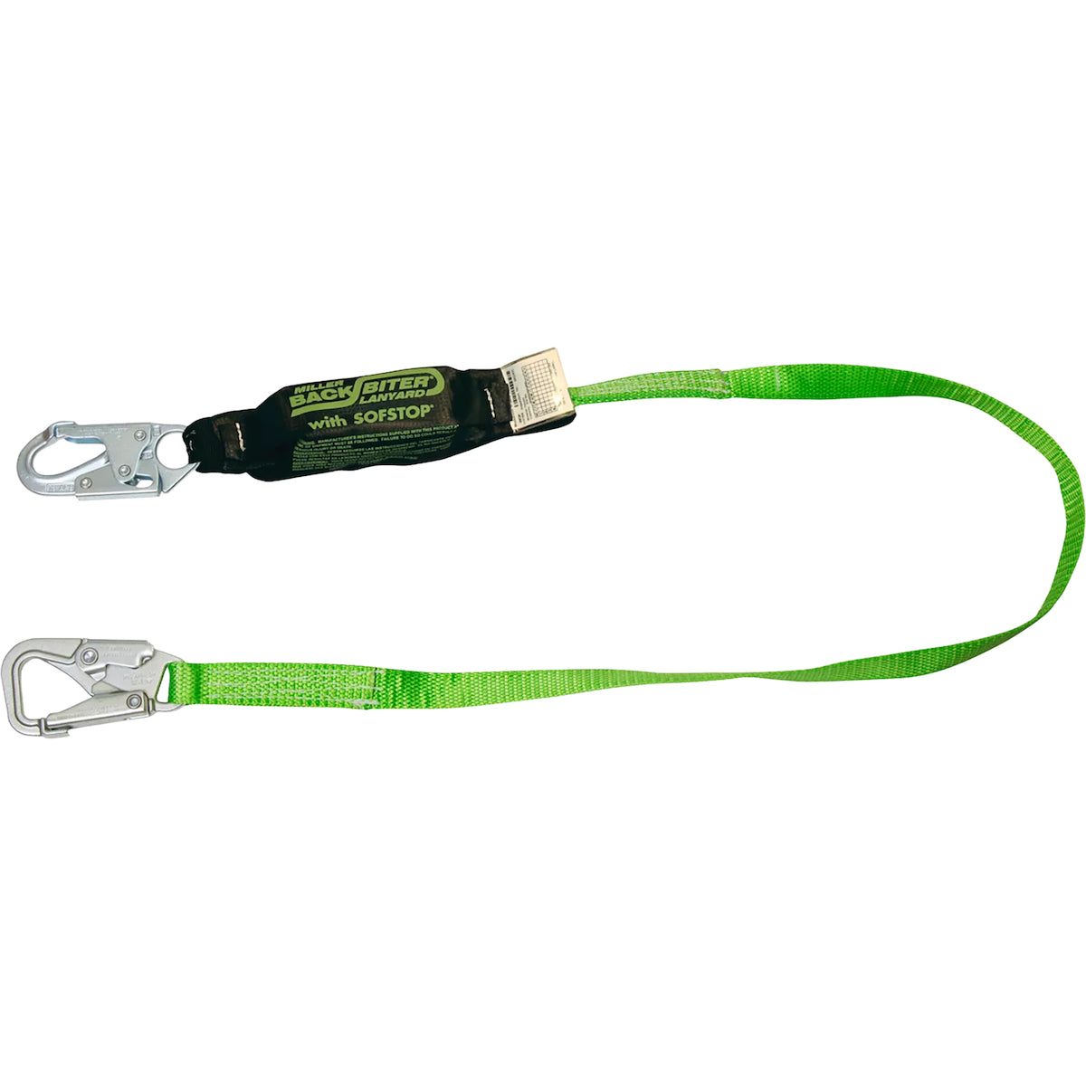 Miller® 913B Tie-Back Single Leg Web Lanyard, with SofStop® Energy Absorber, Miller 5K® Snap Hook and Locking Snap Hook