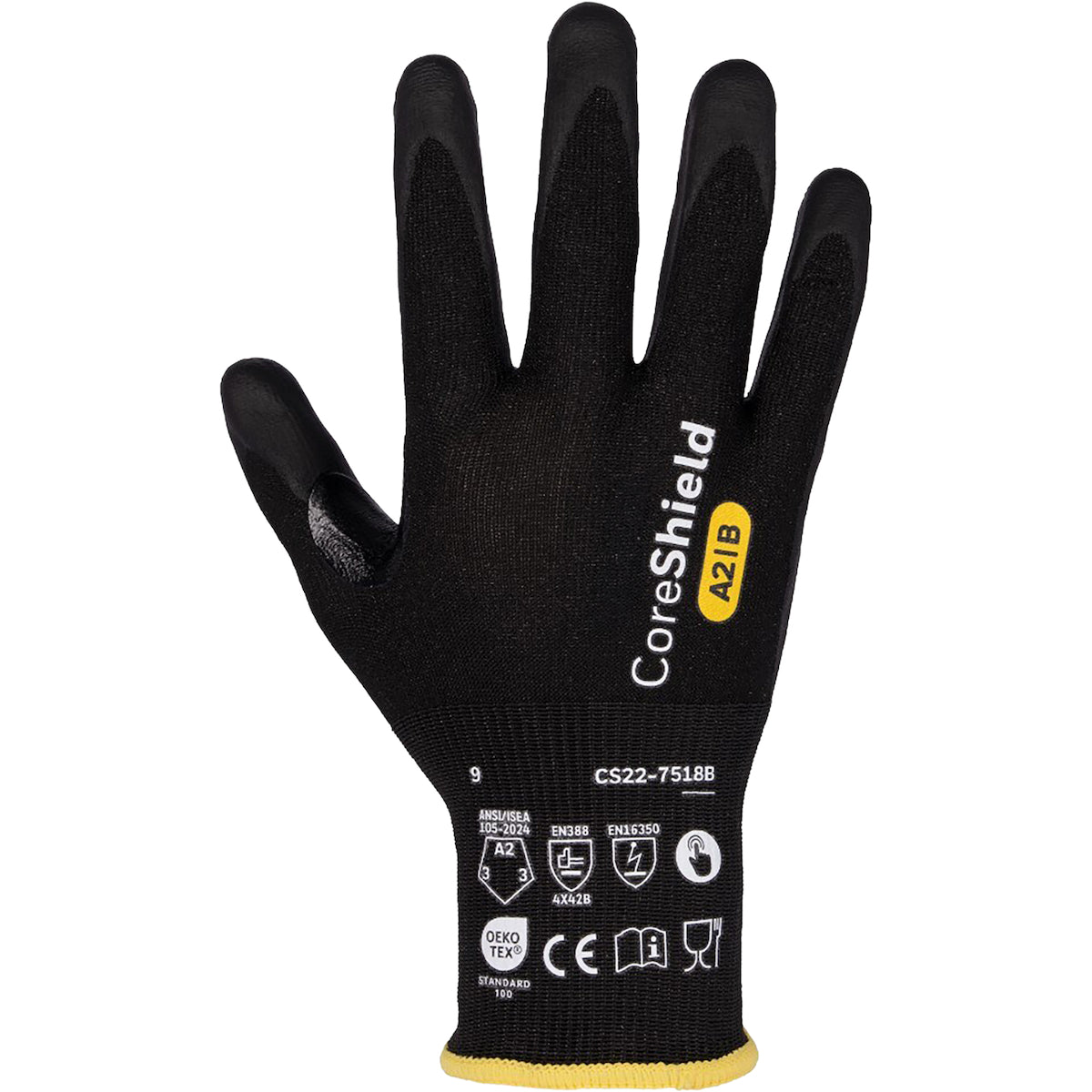 G-Tek CS22-7518B-V Cut Resistant Gloves Foam Nitrile Grip Black
