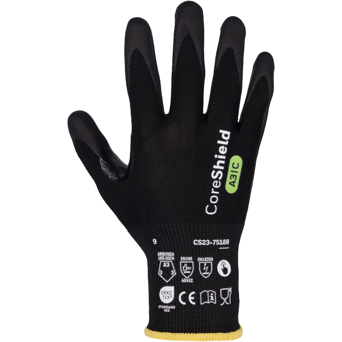 G-Tek CS23-7518B Cut Resistant Gloves Foam Nitrile Grip Black