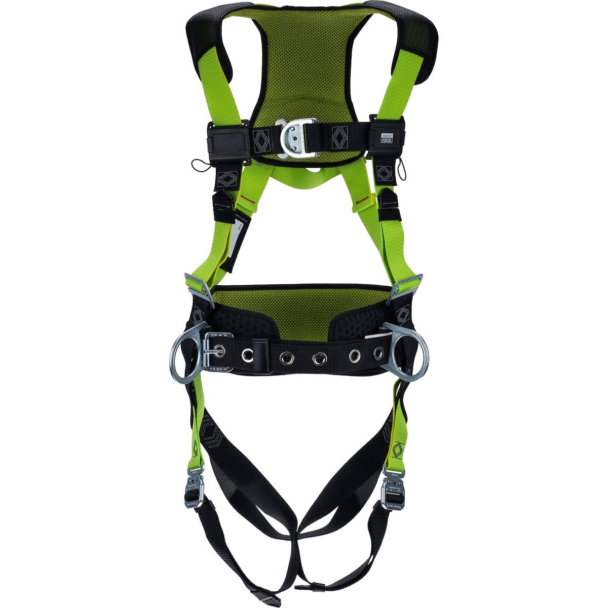 Miller® H5CC22112 Construction Comfort Full-Body Harness, with 5 Points of Adjustment, with Back / Front D-Rings, and Belt, and Quick-Connect Chest & Leg Buckles
