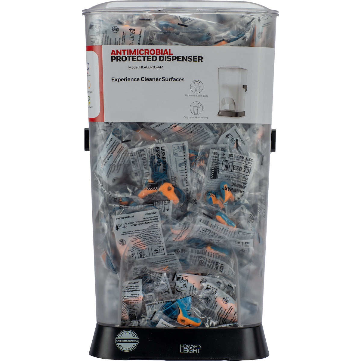 Howard Leight HL400-LT-30-AM Ear Plugs Antimicrobial Dispenser Clear