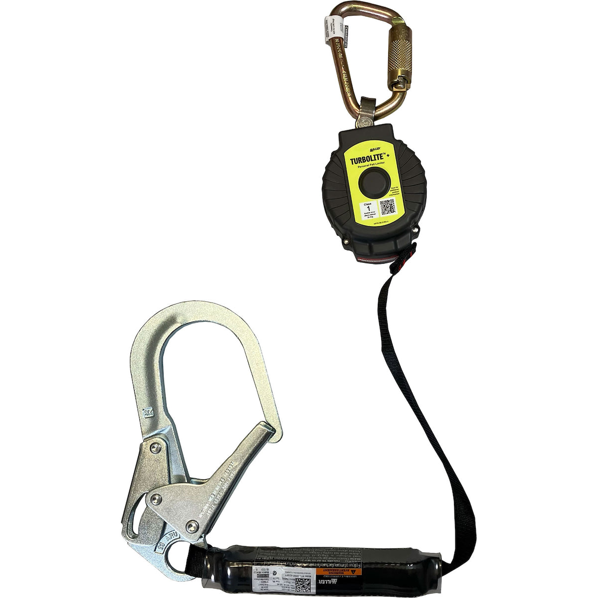 Miller® MTL-OHW1-02 Single Web Personal Fall Limiter, Vectran™ Webbing, Steel Carabiner, Steel Locking Rebar Hook