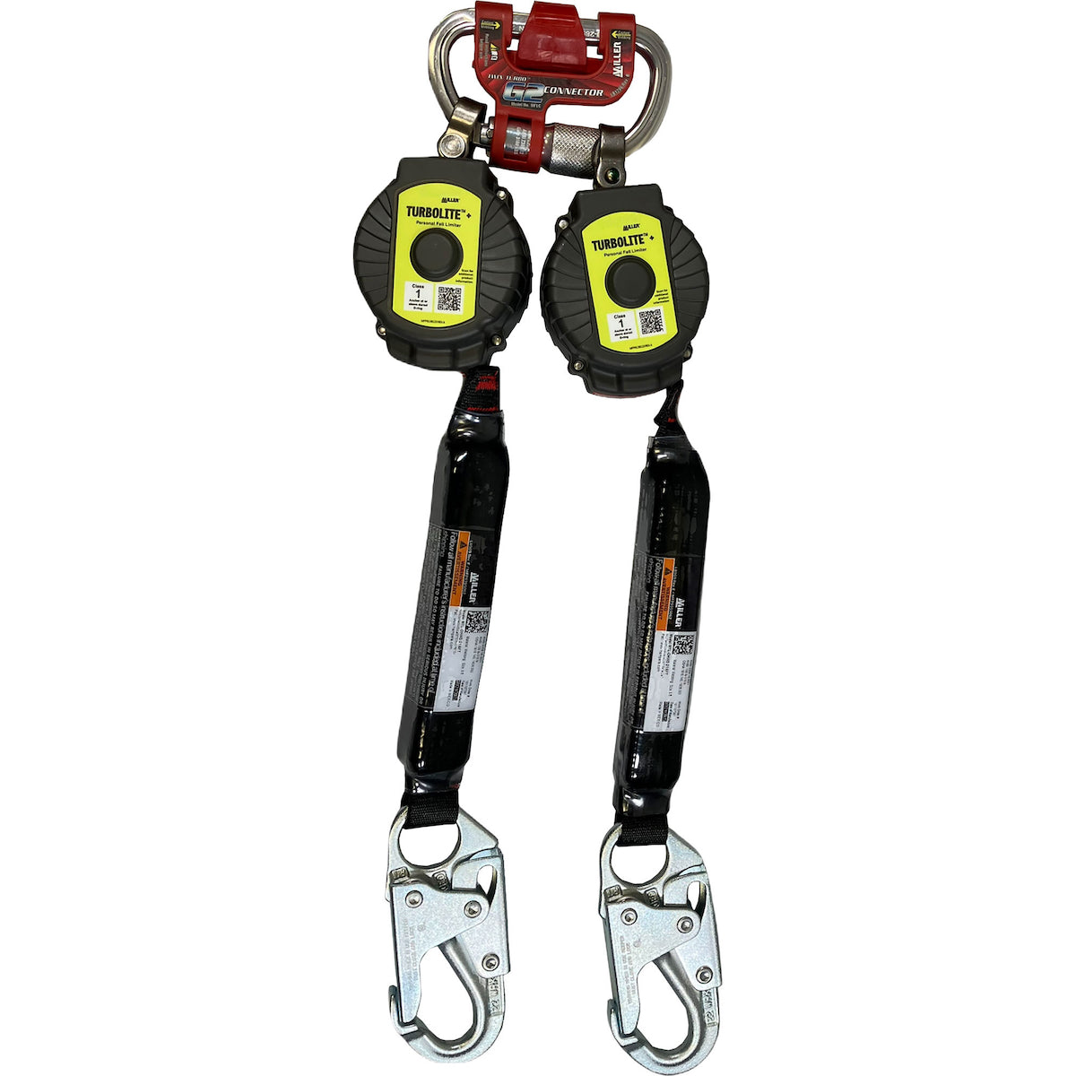 Miller® MTL-OHW2-27 Twin Personal Fall Limiter, Vectran™ Webbing, G2 Twin Connector, Aluminum Locking Snap Hook