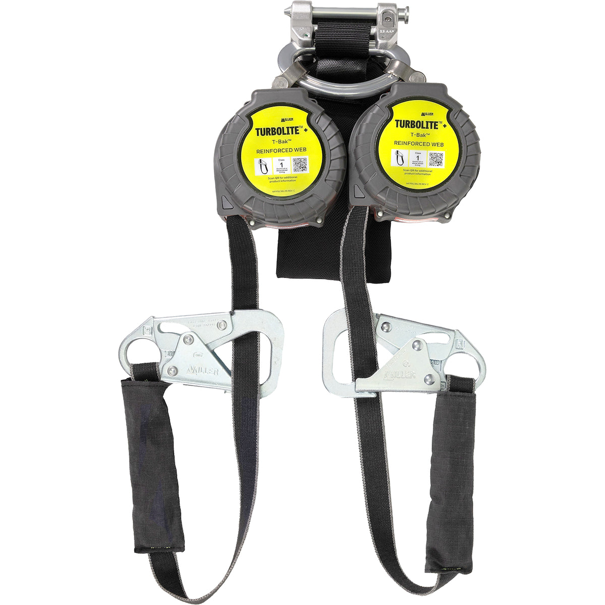 Miller® MTL-OTB2-64/9FT Twin Self-Retracting Lifeline, Vectran™ Webbing, Aluminum Connector, Zinc-plated Steel Miller 5K® Snap Hook