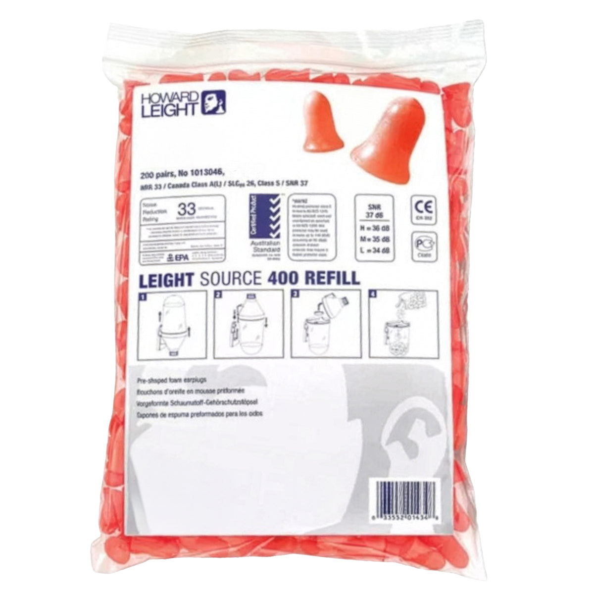 Howard Leight MXM-LS4 Refill Ear Plugs Polyurethane Foam Red