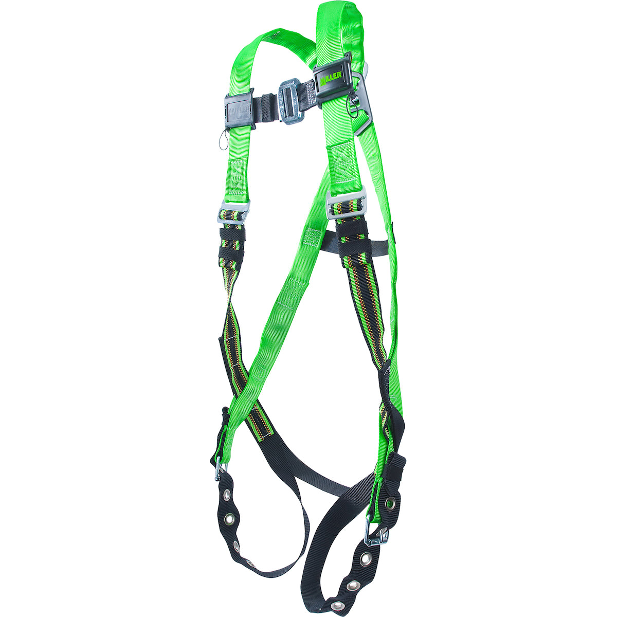 Miller® P950-4 Cushioned Webbing Full-Body Harness, 5 Points of Adjustment, with Back D-Ring, and Mating Chest Buckles & Tongue Leg Buckles