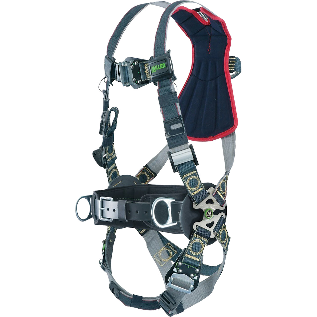 Miller® RKNARRL-QC-BDP Arc-Rated Premium Full-Body Harness with Kevlar® / Nomex® DualTech™ Webbing, 5 Points of Adjustment, with Back / Side D-Rings and Rescue Loops, Sub-Pelvic Strap, Removable Belt, and Quick-Connect Chest & Leg Buckles