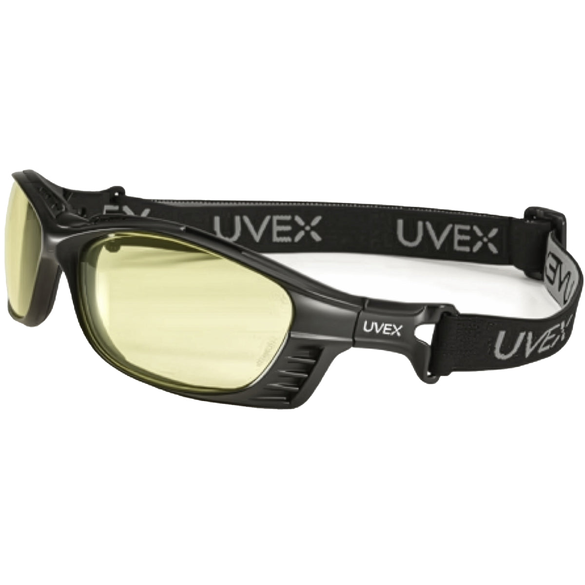 UVEX S2602HS Safety Glasses Black Frame Foam Padding Amber Lens