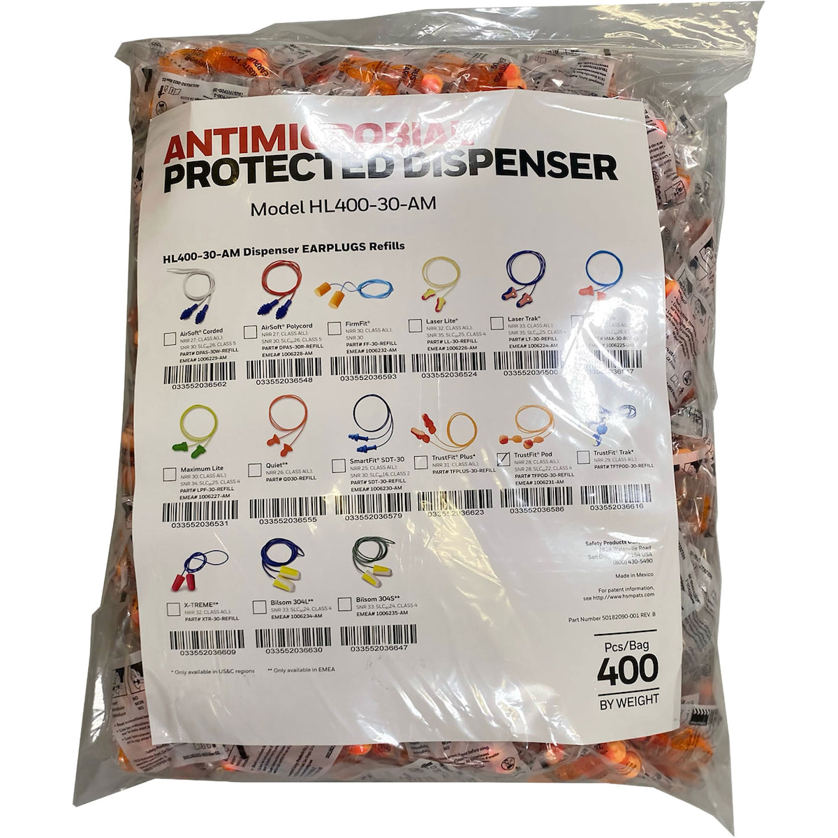 Howard Leight TFPOD-30-REFILL Ear Plugs Soft Polyurethane Ergonomic Orange