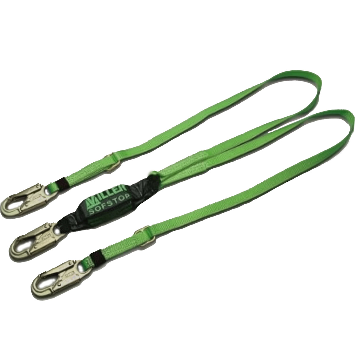 Miller® 8798TR-Z7 Double Leg Web Lanyard, with SofStop® Energy Absorber, Locking Snap Hook and Locking Rebar Hook