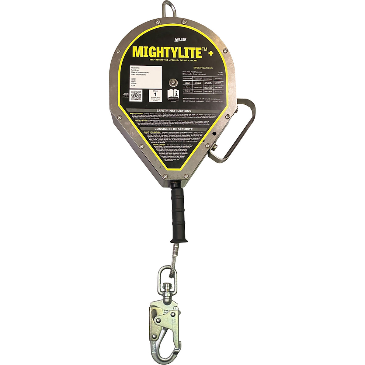 Miller MML-OGC1-02 Self-Retracting Lifeline Galvanized Steel Cable Silver