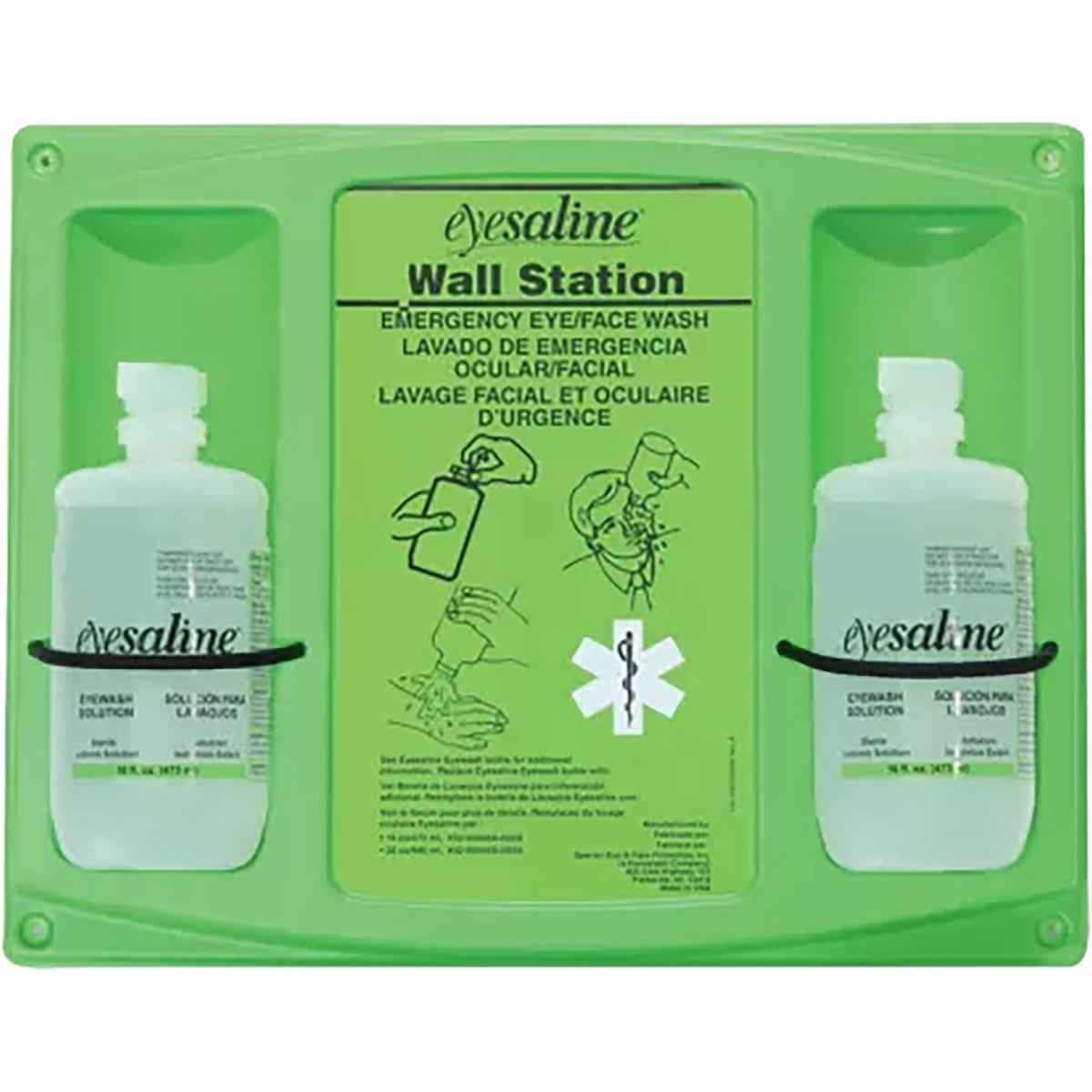 Eyesaline 32-000462 Double Eyewash Wall Station 32 oz Sterile Green