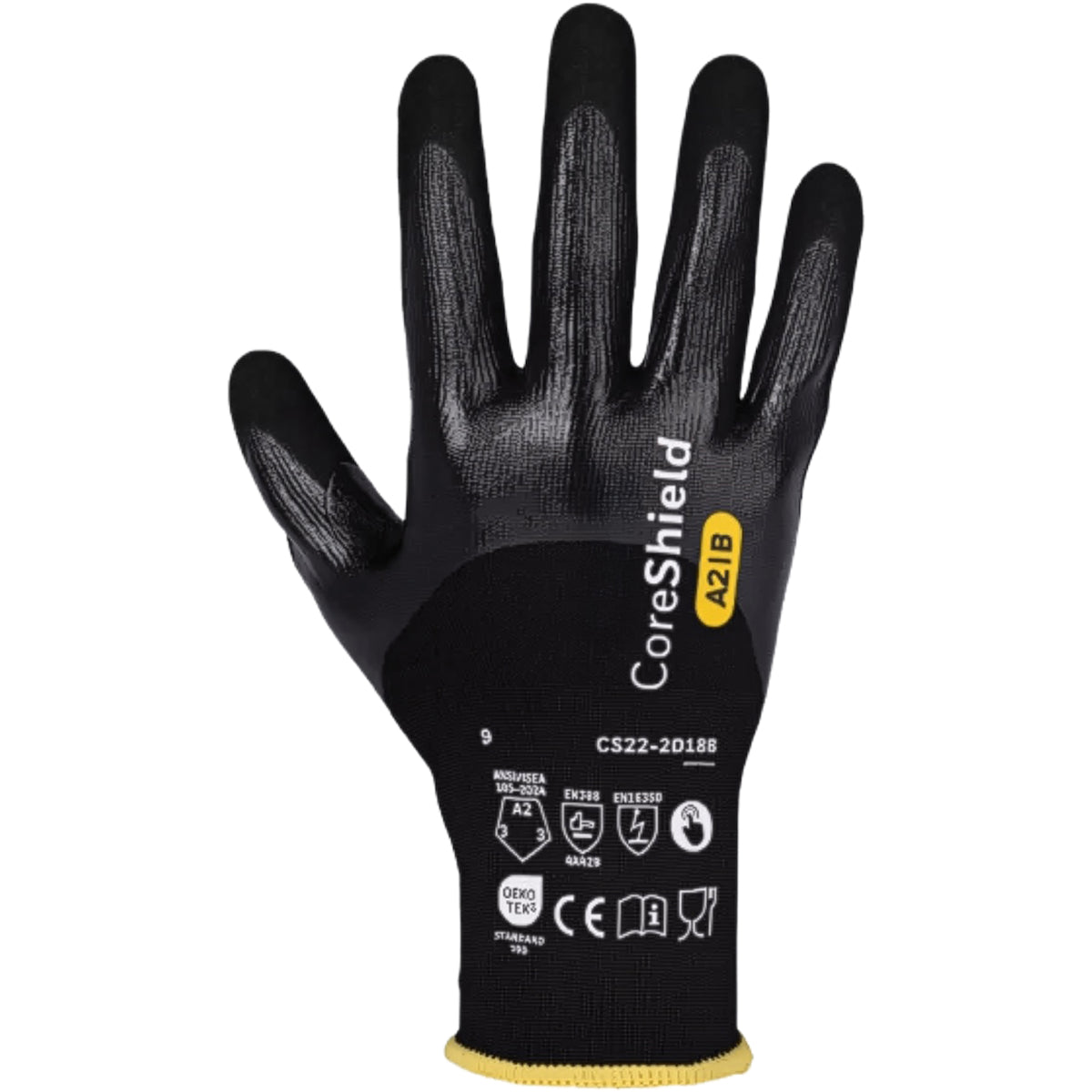 G-Tek CS22-2D18B-V Cut Resistant Gloves Foam Nitrile Grip Black