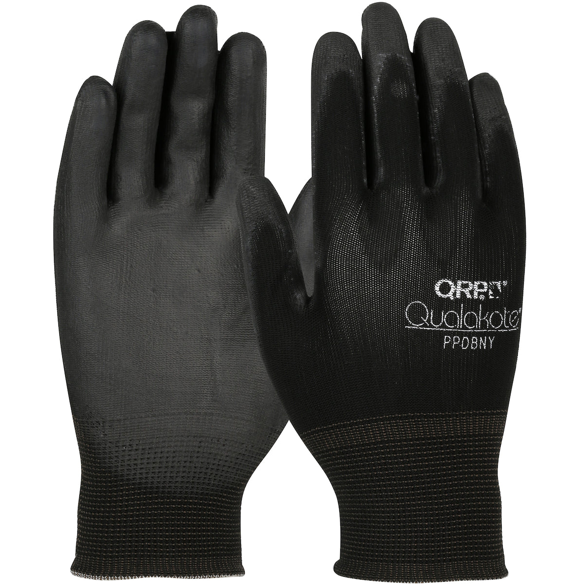 QRP PPDBNY Seamless Knit Nylon Gloves with Polyurethane Grip Black