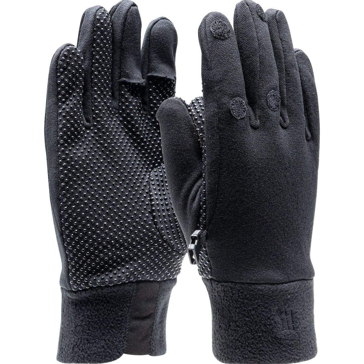 PIP PT-007 Fabric Work Gloves Fleece Dotted Palm Black