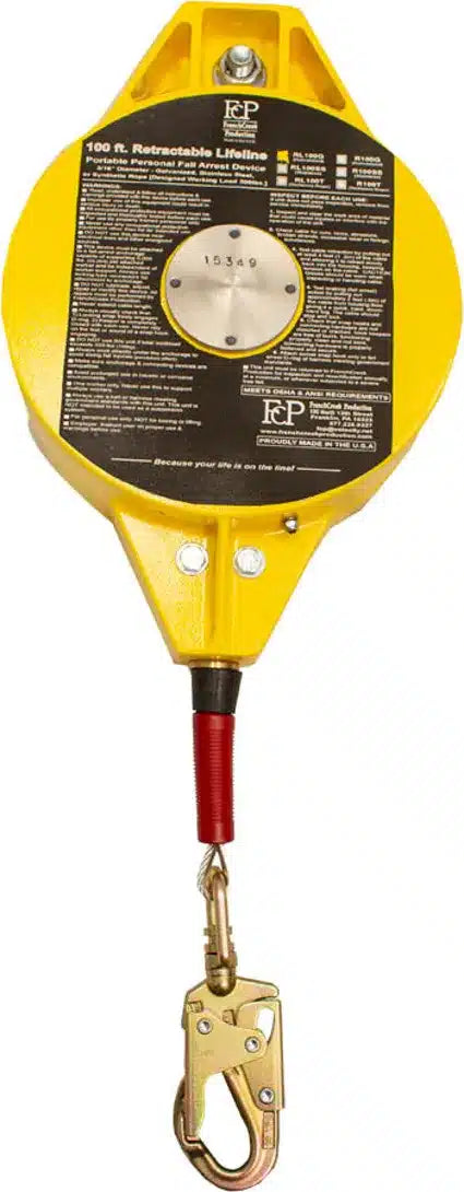 French Creek RL100SS self-retracting lifeline ANSI Z359.1, OSHA 1926.502, 1910.66