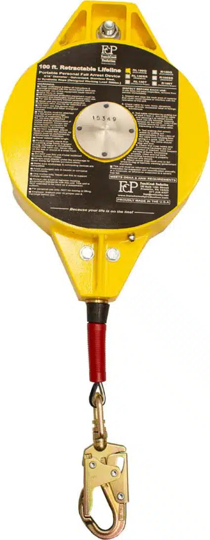French Creek RL100T self-retracting lifeline ANSI Z359.1, OSHA 1926.502, 1910.66