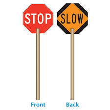 High-Visibility Aluminum Slow Stop Paddle Sign with 60-Inch Wood Handle