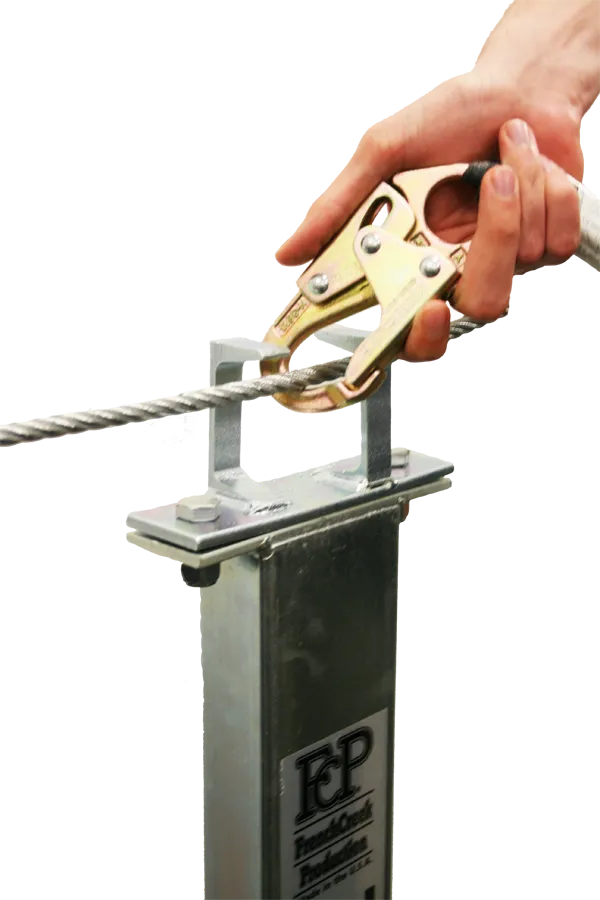 French Creek TRV-PASS horizontal lifeline system Meets or exceeds OSHA & ANSI requirements