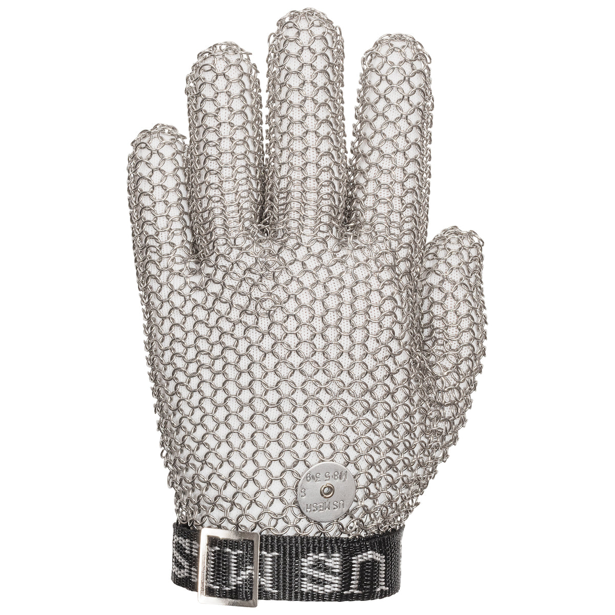 US Mesh USM-1190 Metal Mesh Glove Stainless Steel Adjustable Strap Silver