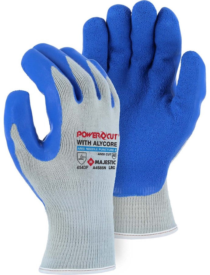 Powercut Alycore Cut &amp; Puncture Resistant Glove with Crinkle Latex Palm, ANSI A8 - 1 Pair