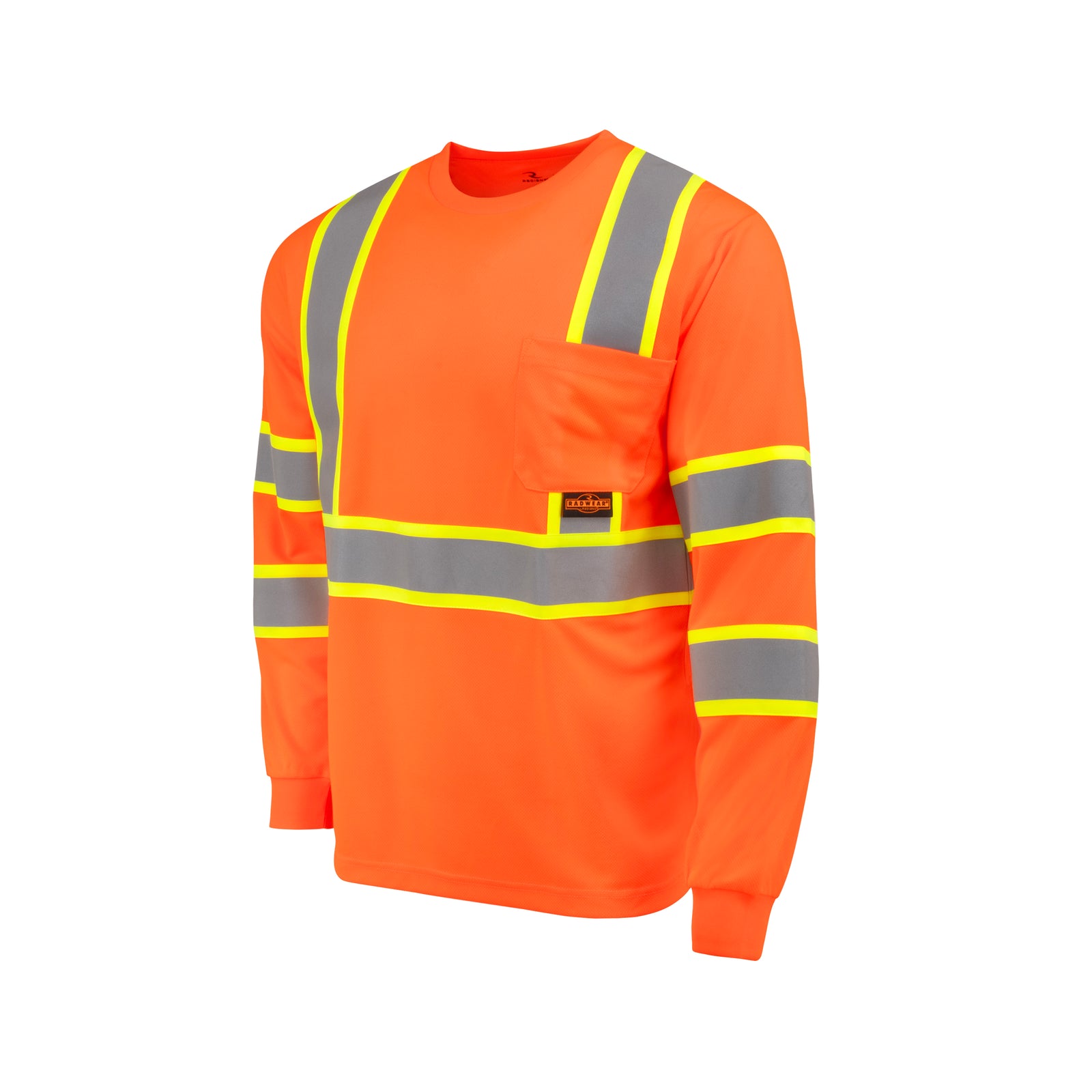 ST41-3 Class 3 Mesh Long Sleeve T-Shirt with Contrast Trim - Orange - Size 3X