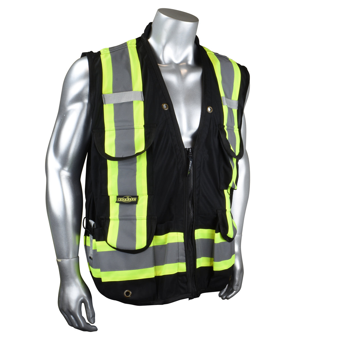 SV030X-1 Heavy Duty 10-Pocket Cruiser Vest with Back Pouch X-Back - Black - Size 3X