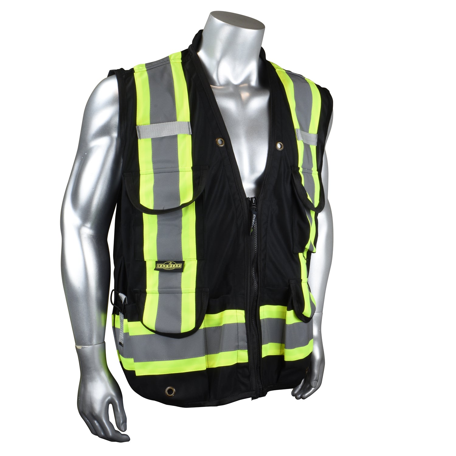 SV030X-1 Heavy Duty 10-Pocket Cruiser Vest with Back Pouch X-Back - Black - Size 3X