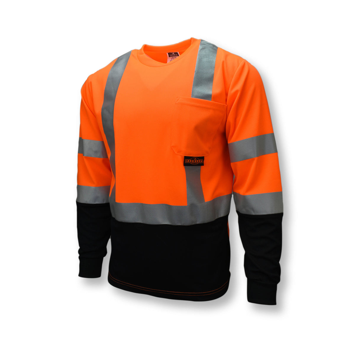 ST21B Type R Class 3 Long Sleeve Black Bottom T-Shirt - Orange/Black - Size M
