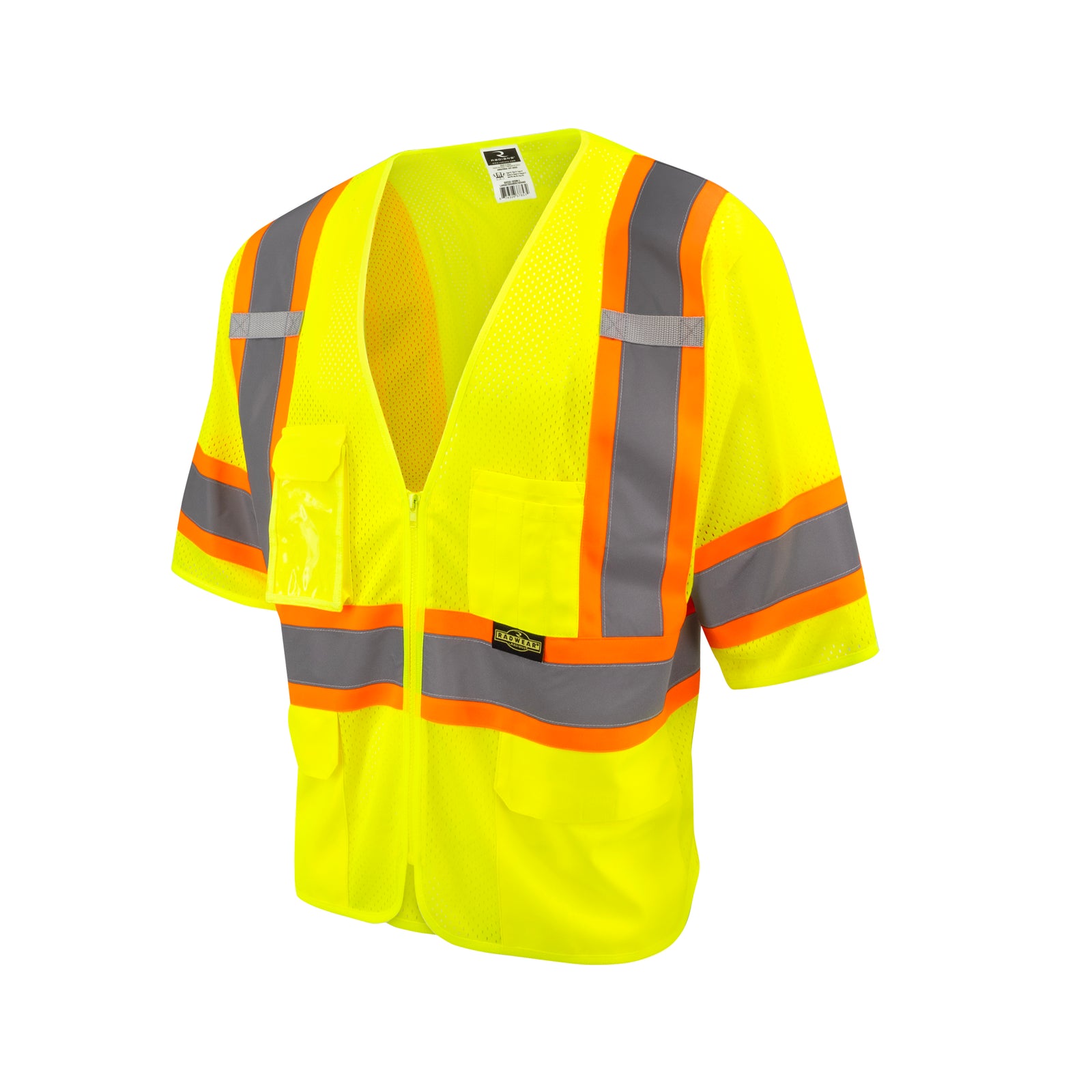 SV232-3 Two Tone Surveyor Type R Class 3 Mesh Safety Vest with Dual Side Zippers - Orange - Size 2X