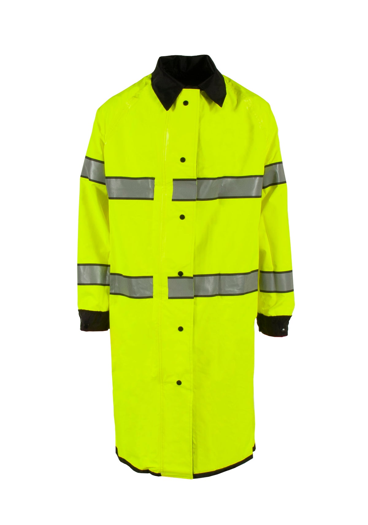 4703RCH3M Safe Officer Series Reversible Raincoat with Reflective Tape - Hi-Vis Lime/Black - Size 4X