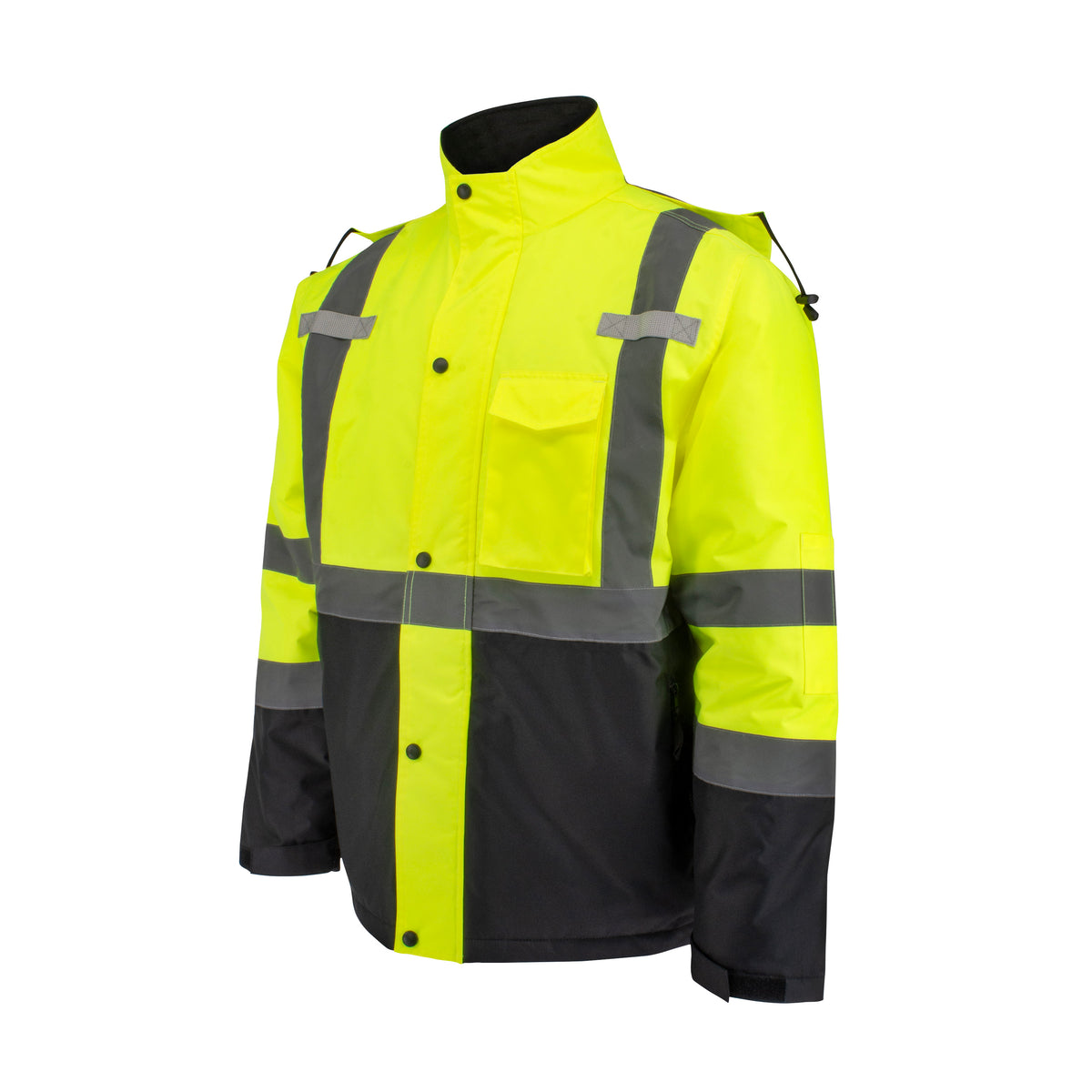 SJ411QB Class 3 Economy Parka with Quilted Lining - Hi-Vis Green / Black - Size 4X