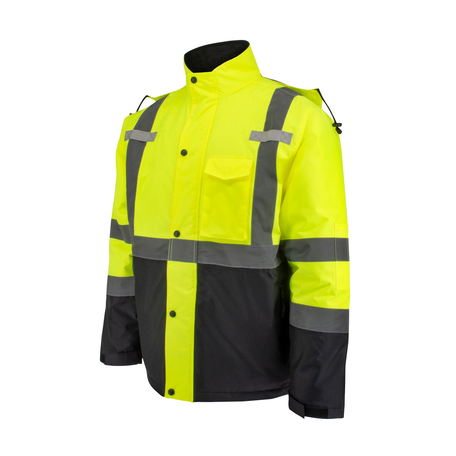 SJ411QB Class 3 Economy Parka with Quilted Lining - Hi-Vis Green / Black - Size 4X