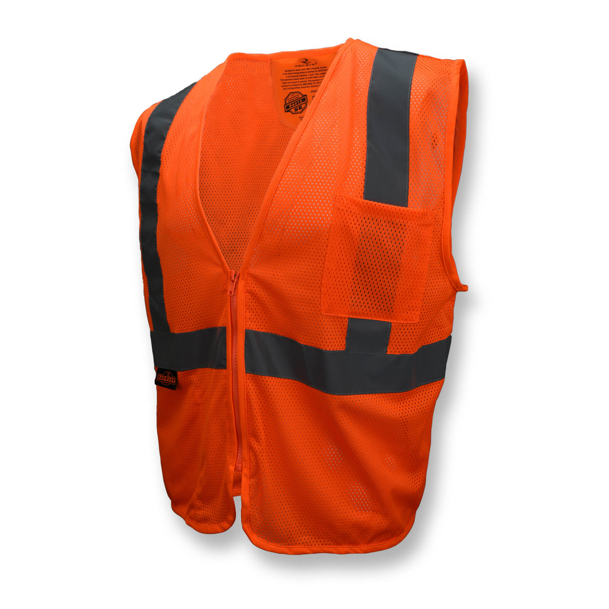 SV25 Economy Class 2 Self-Extinguishing Mesh Safety Vest with Zipper - Orange - Size M