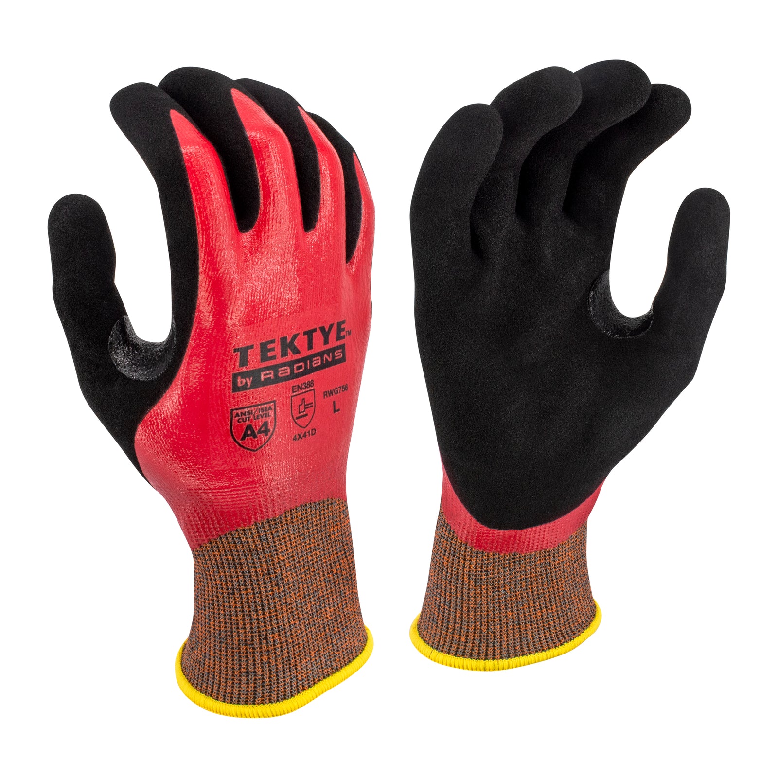 RWG756 TEKTYE® A4 Reinforced Thumb Nitrile Dip Cut Protective Work Glove - Size XL