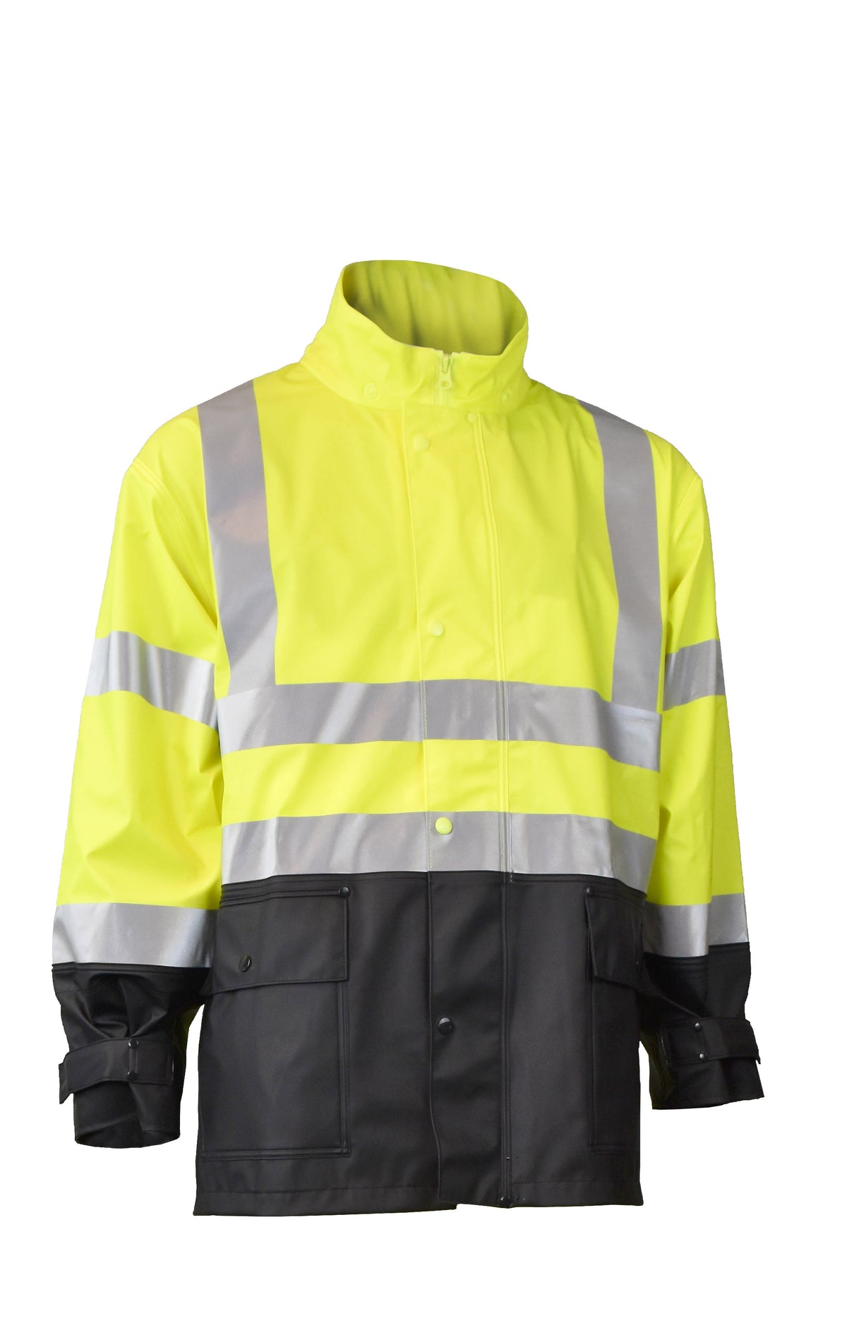 RW07 High Visibility Rainwear Jacket - Hi-Vis Green / Black - Size XL