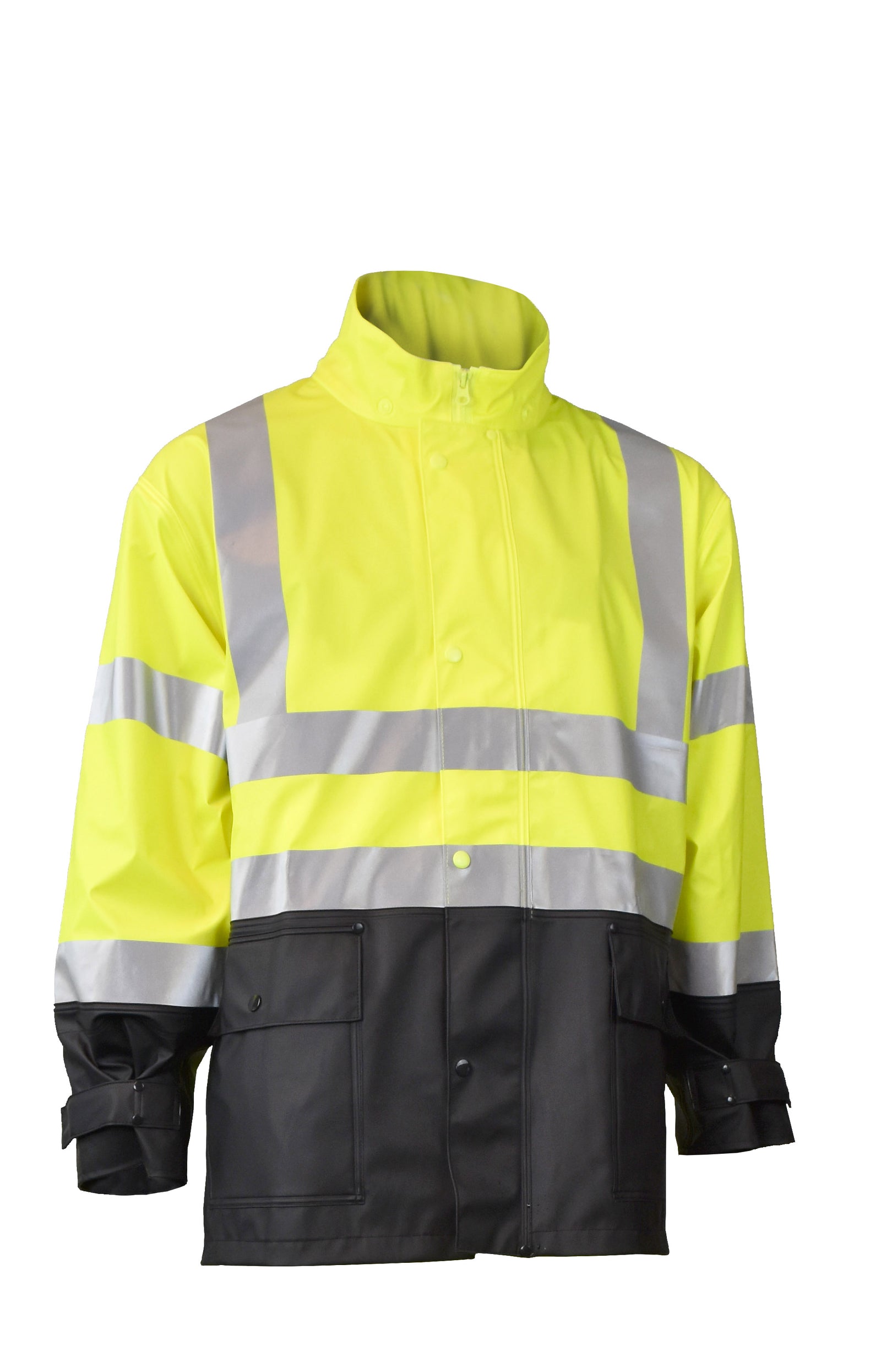RW07 High Visibility Rainwear Jacket - Hi-Vis Green / Black - Size XL
